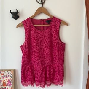 J-Crew pink lace top. Sleeveless. Size 6.